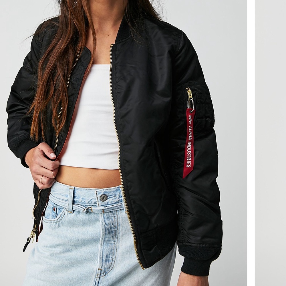 Alpha Industries Black Bomber Jacket MA-1 Style